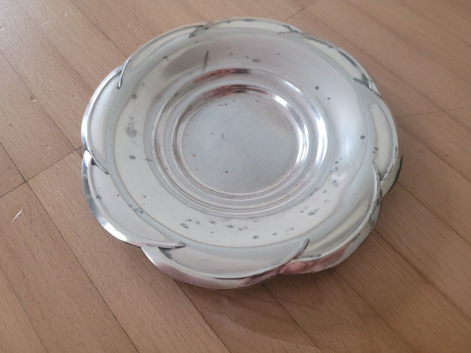 Teller: Kleiner, alter versilberte Kerzenteller, Teller, 12.8cm – Gebraucht aus Bern von grisu_79 1