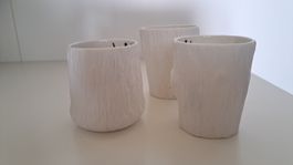 PARTY LITE 3er Set Kerzenhalter Baum-Optik weiss