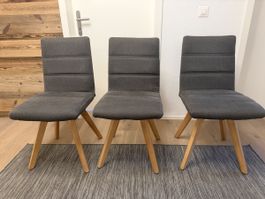 Esszimmerstühle 4 Stk grau, braun Textil Holzbeine Eiche