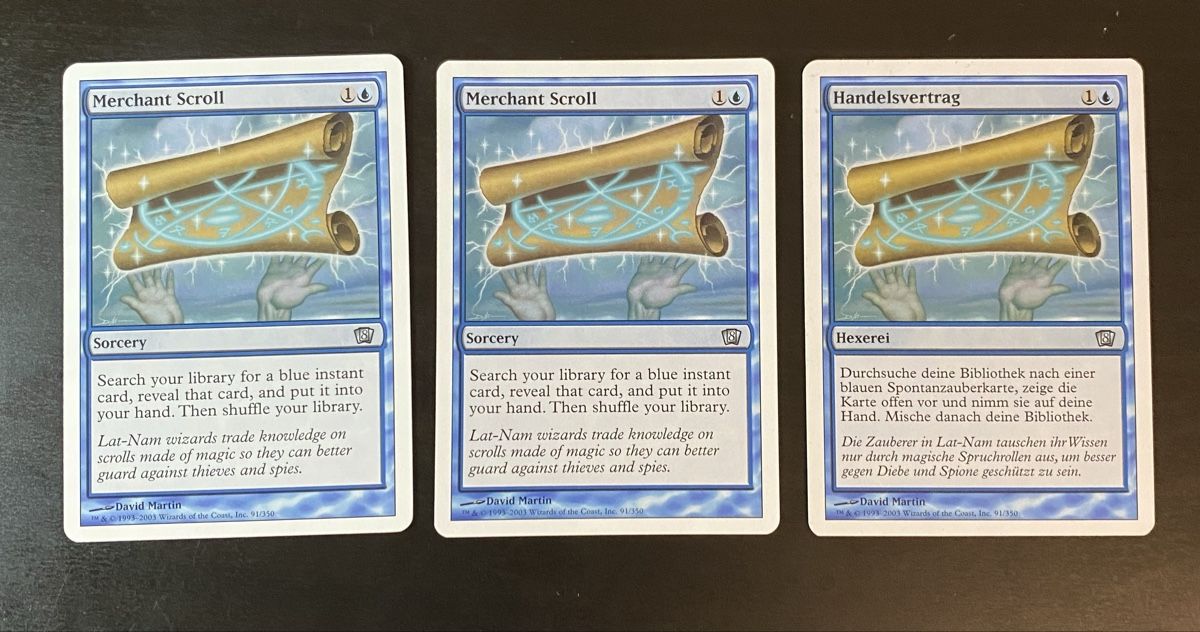 Magic The Gathering Carte collezionabili: 3x Merchant Scroll / Handelsvertrag – Usato da Oberglatt ZH venduto da Finlandia1