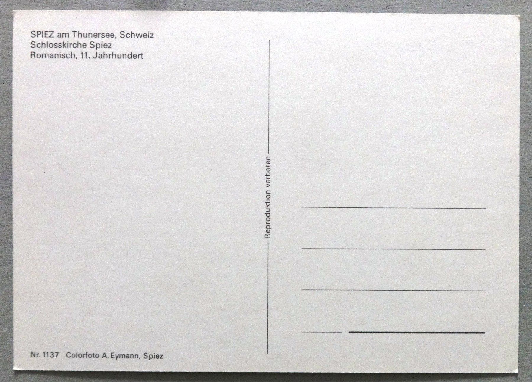 Cartoline postali: Spiez am Thunersee, Schlosskirche – Usato da Fétigny venduto da Billy2miny 1