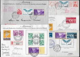 1938 SET Aarau Briefe/Karten Block+Ausschnitt usw.ab 1.-