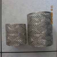 2er Set Kerzenhalter Silber Gittermuster Windlicht