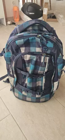 Schulrucksack Satch kariert blau 