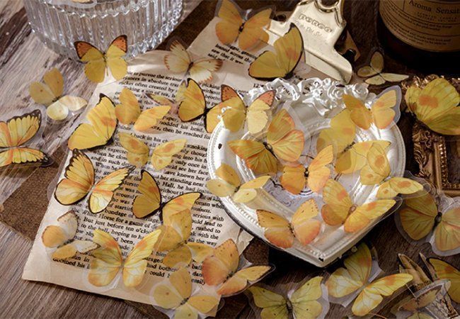 Motivpapier 'Gelbe Schmetterlinge' – 20 Blatt A4 (90 G/qm) Für Drucker, Zum Beschreiben Oder Basteln