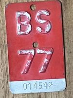 BS 77 - VELONUMMER - FAHRRADSCHILD - PLAQUE DE VELO - BS 77