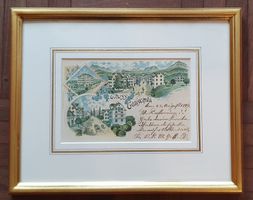 Gruss aus Gerlischwil, Litho-Karte  im Goldrahmen