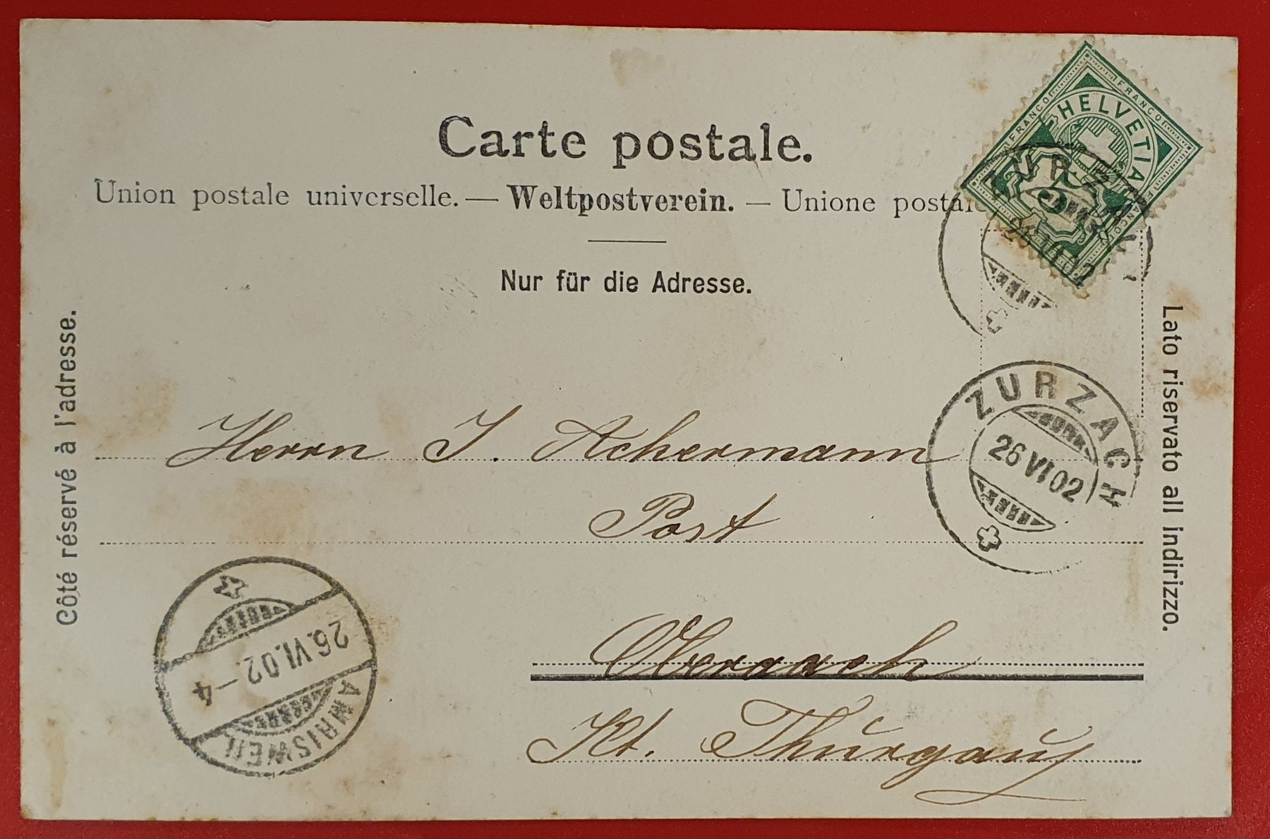 Cartoline postali: Gruss aus Zurzach 1902 – Usato da Kreuzlingen venduto da Rschweiz1 1