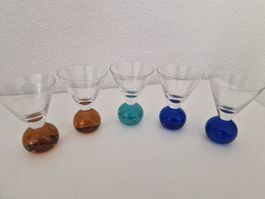 5 bunte Schnaps Gläser