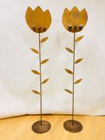 Coole Rost-Deko: 2 Metall-Blumen/Kerzenständer, Vintage