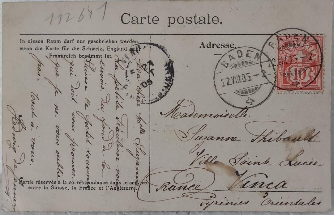 Cartoline postali: BADEN - Partie an der Limmat - 1905 – Usato da Delémont venduto da Domdom1 1