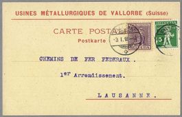 CP/PK VALLORBE USINES MéTALLURGIQUES, J7+125III, 0 VALLORBE