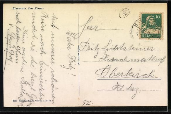 Cartes postales: AK Einsiedeln, Das Kloster, 1930 – D'occasion à Berlin par bartko-reher 1