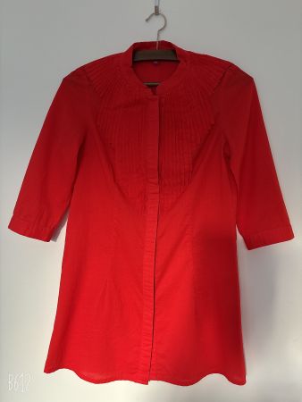 Hübsch! Damen Bluse rot mit Falten, aus Baumwolle, bequem