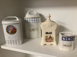 Vorratsdose Keramik Vintage 4-teilig mit Deckel Sucre Ger...