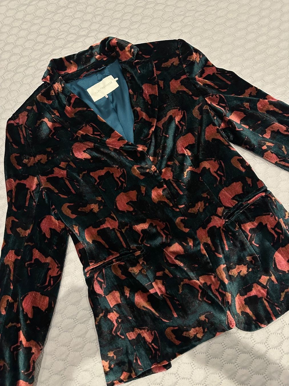 Giacche: Samtblazer Gr. 42 Rot Grün Muster Jacke Herbst – Nuovo (secondo la descrizione) da Ruggell venduto da sam_ly9m