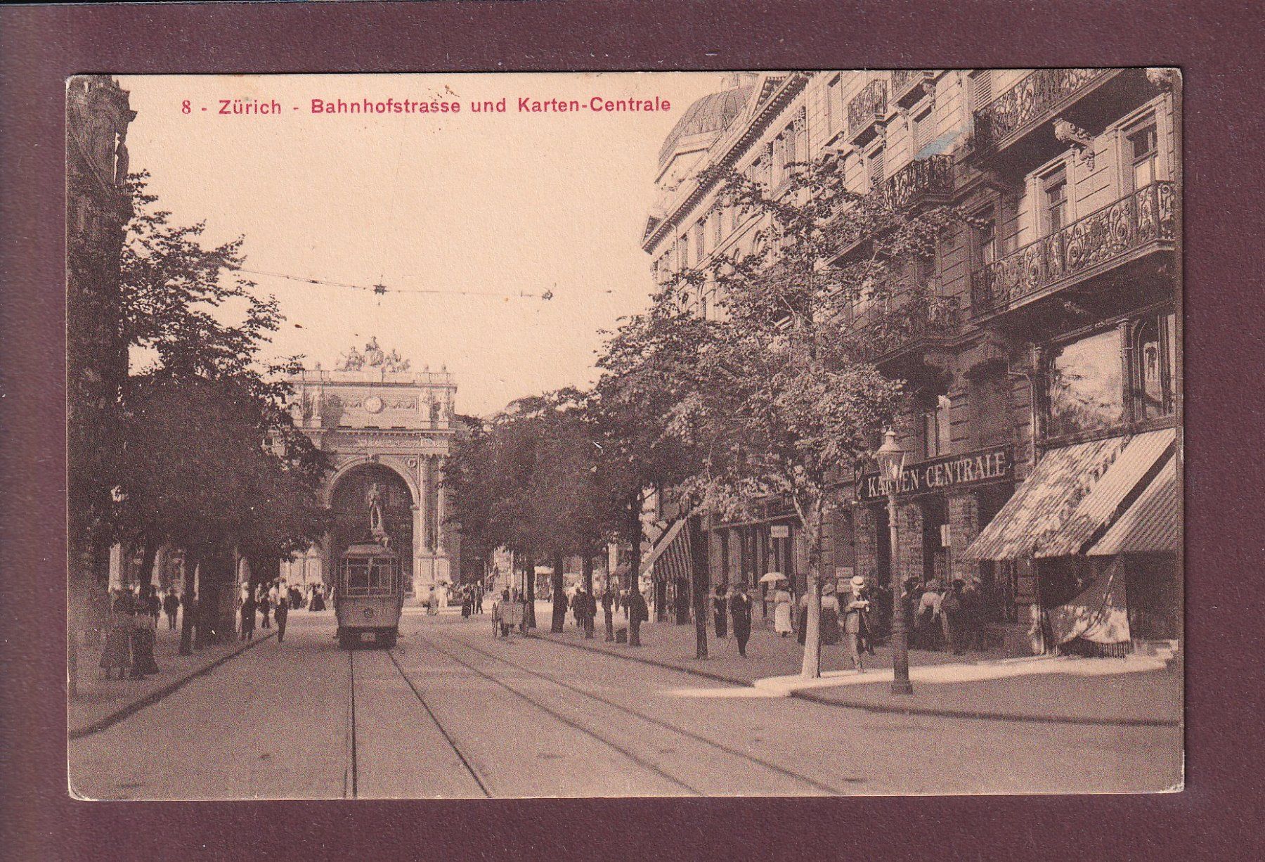 Cartoline postali: ZÜRICH - Bahnhofstrasse - Tram - Karten-Centrale – Usato da Pully venduto da nicecards