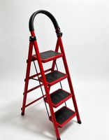 Escabeau pliant 4 marches, rouge