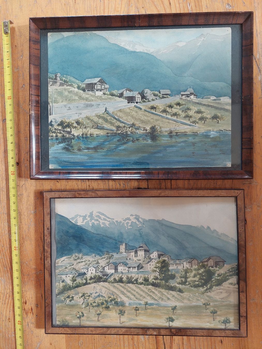 Dipinti: 2 schöne Landschaftsaquarelle, ca 1900 – Usato da Zürich venduto da Cortin