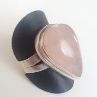  Statement-Ring aus 925 Silber  mit Rosenquarz gr 20,1 mm