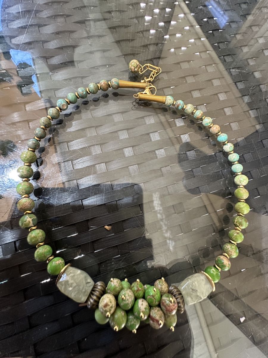 Catenine: Choker mit Variscit und Prehnit, Unikat – Nuovo e nell'imballaggio originale da Kriens venduto da Hortensie6 1