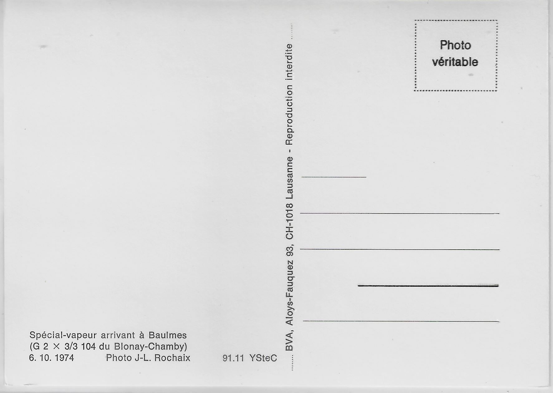 Libri: Special-vapeur arrivant a Bulmes 1974 – Antico da Ettingen venduto da Kartenplanet 1