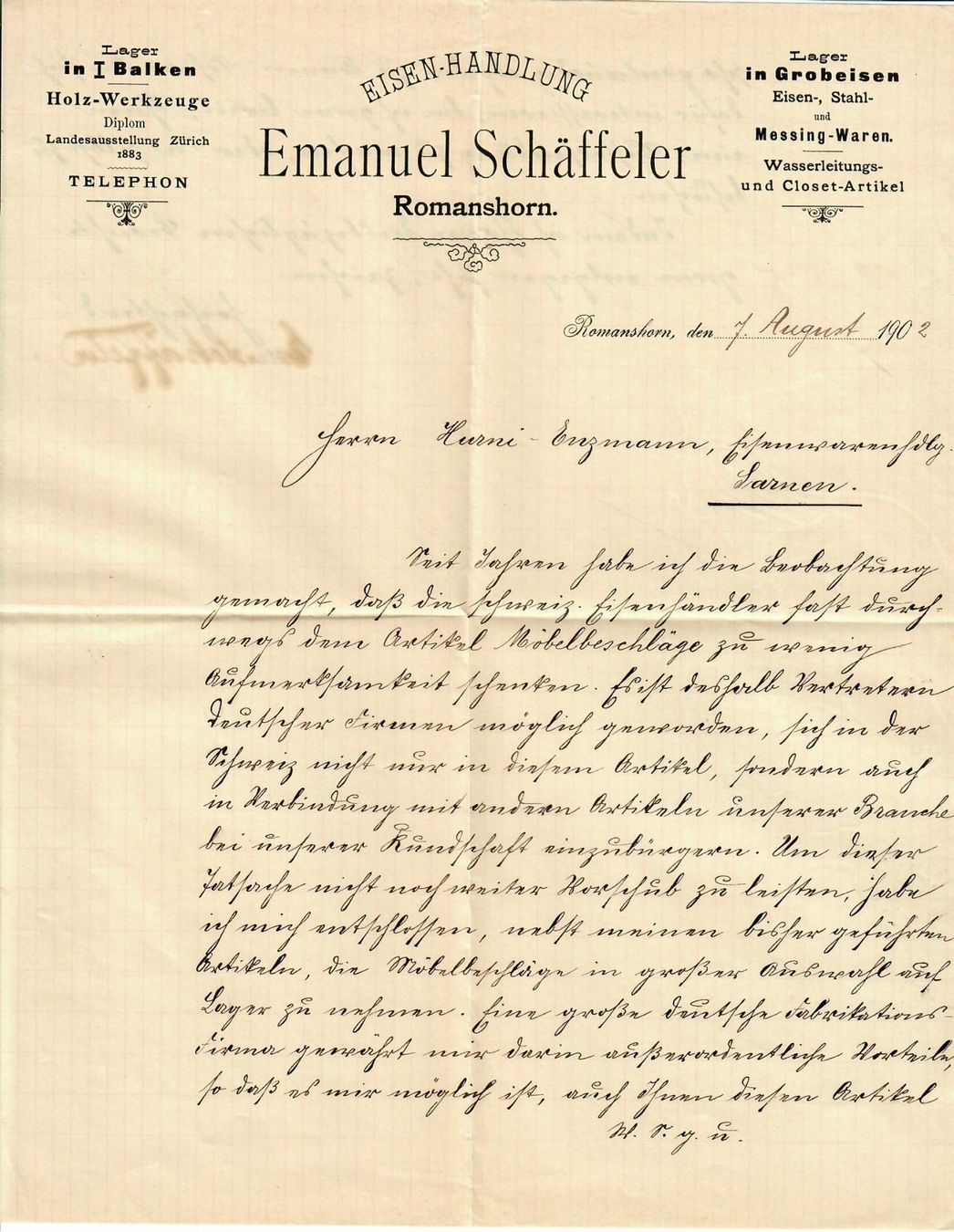 Tutti i francobolli: Brief, Romanshorn mit Inhalt – Usato da Hochdorf venduto da Ziegel-16 2