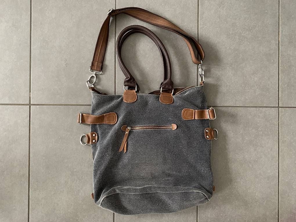 Taschen: Canvas Handtasche mit Lederdetails – Gebraucht aus Oberengstringen von exmex 1