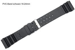 Uhrenband PVC schwarz 22mm Robust, für Salz- und Süsswasser