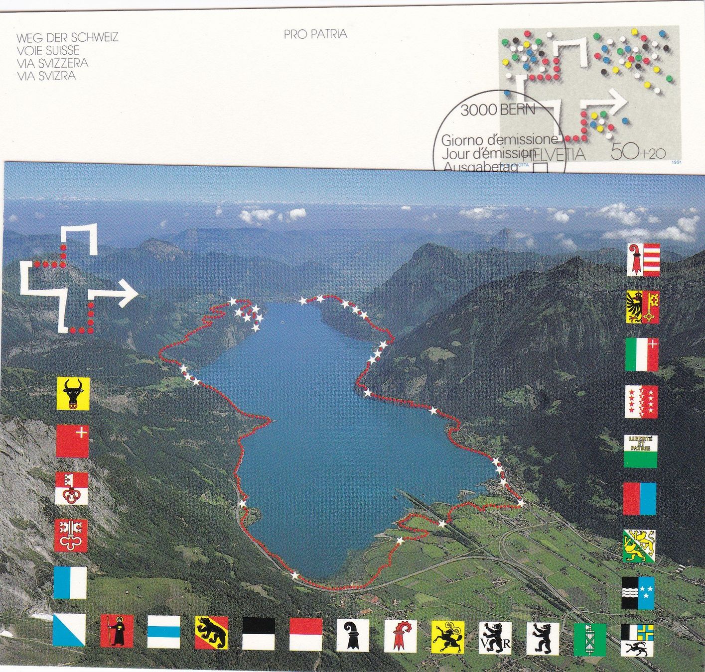 Cartoline postali: 2 AK Pro Patria - Weg der Schweiz - 1991 – Nuovo (secondo la descrizione) da Binningen venduto da Hahexa