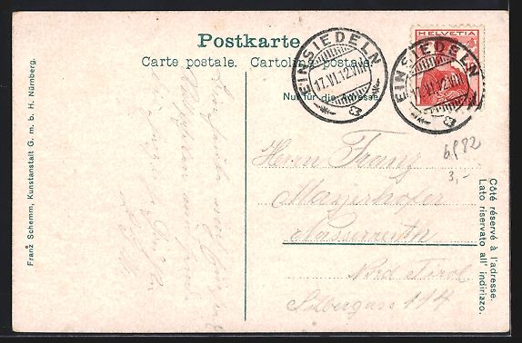 Cartoline postali: Einsiedeln, St. Benedictus Statue, Klost – Usato da Berlin venduto da bartko-reher 1