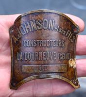 antikes Fabrikschild Messing "A. JOHNSON et ses FILS" Nr.18