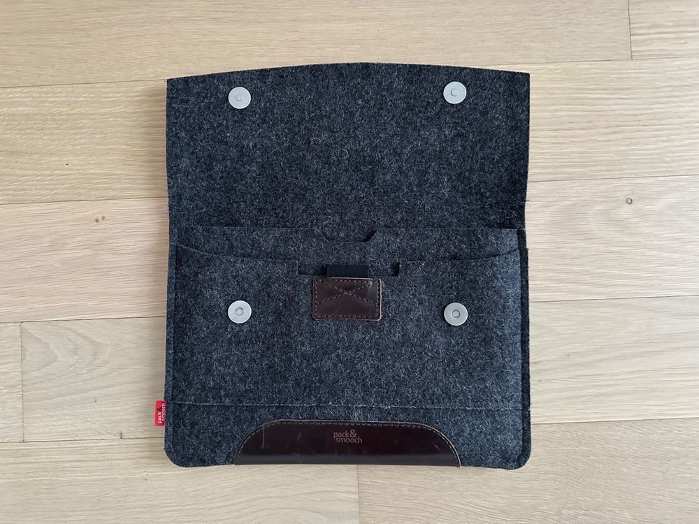 Custodia In Pelle E Feltro Di Lana Per IPad Mini 7/6/5 - Pack & Smooch Con Tastiera E Portamatite, Fatta A Mano In Germania (Antracite/Marrone) - 5