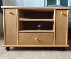 TV-Möbel Holz mit Schubladen und Halterungen, auf Rollen 