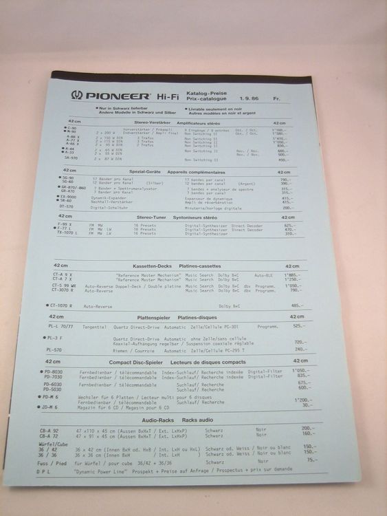 Vintage Pioneer Katalog 1986 Kaufen auf Ricardo