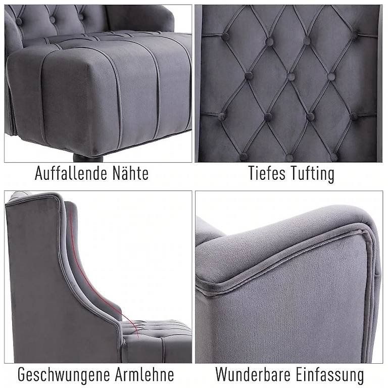 Sessel: Einzelsessel Ohrensessel Relaxsessel mit Tufting – Neu und originalverpackt aus Flawil von vivalacasa 5