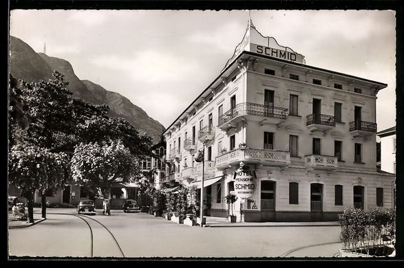 Ansichtskarten: AK Lugano - Paradiso, Hotel Schmid, 1957 – Gebraucht aus Berlin von bartko-reher