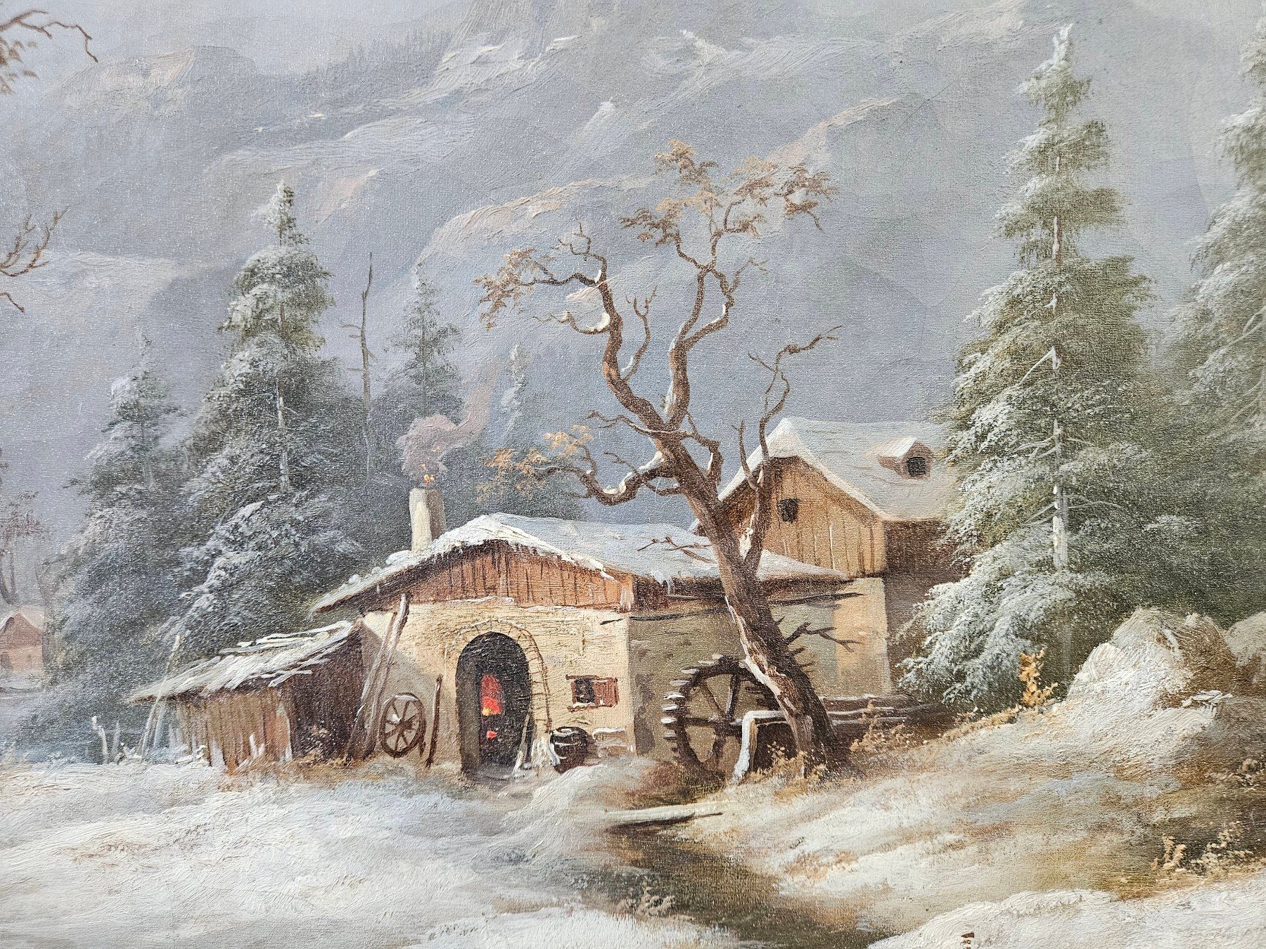 Dipinti: Eduard Böhm Gemälde Ölbild Winterlandschaft Prunkrahmen – Usato da Hünenberg See venduto da Gekko1980 5