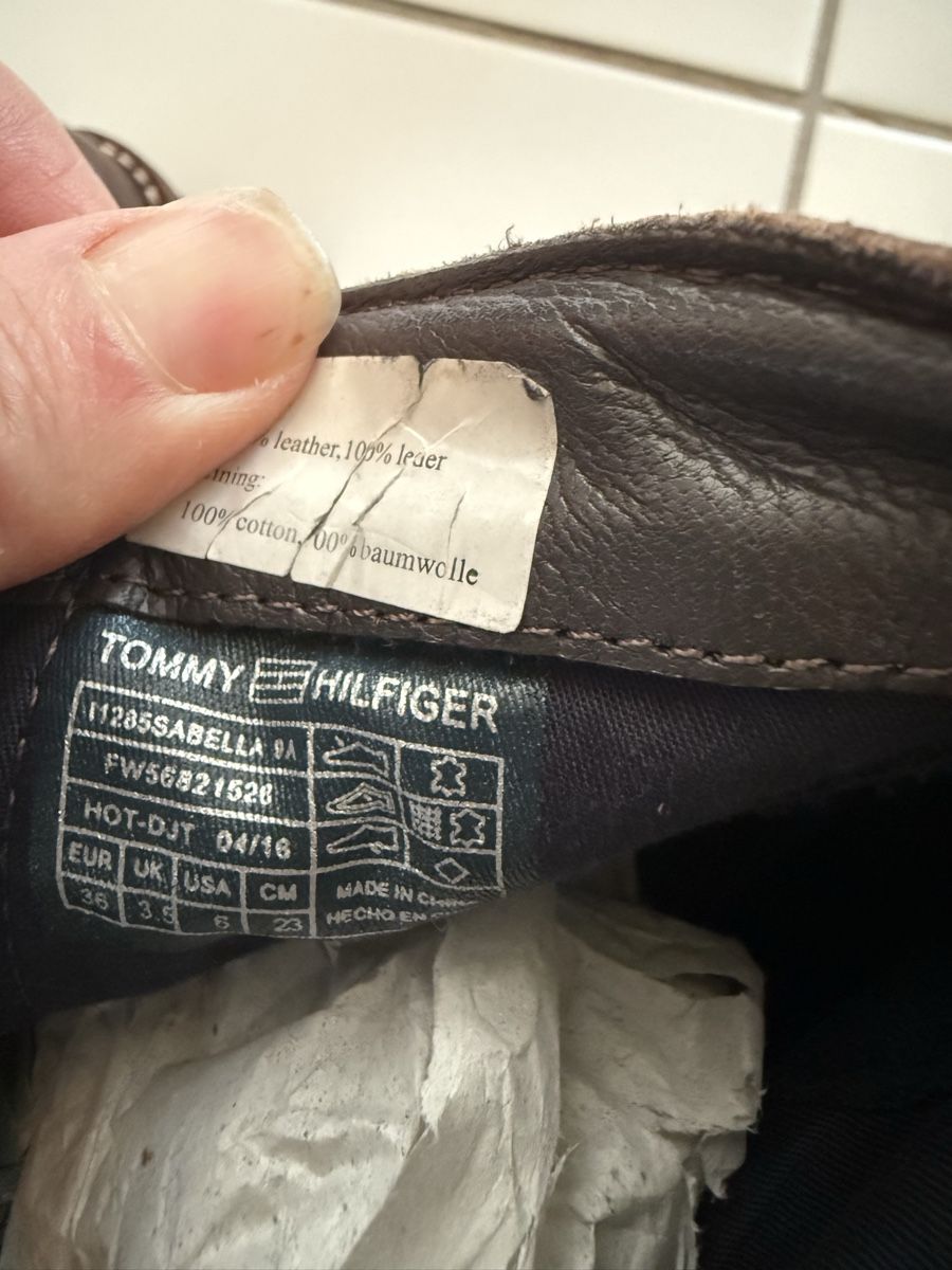 Damenschuhe: Chic Tommy Hilfiger Brown Leather Ankle Boots - Size 6 – Gebraucht aus Riehen von abo_h2tz 4