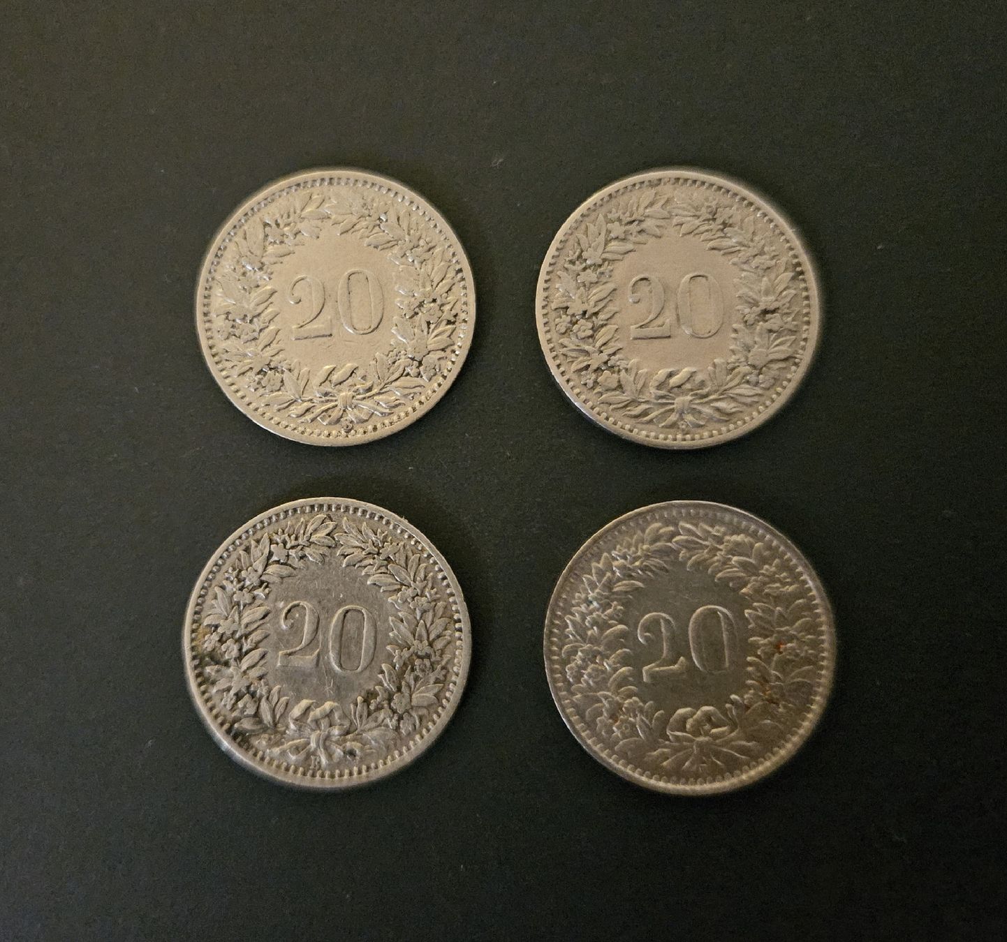 Tutti le monete: 4 alte 20-Rappenstücke  – Usato da Winterthur venduto da ManuM88 1