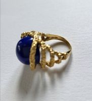 18 Karat 750 Massiv Gold Ring Mit Lapislazuli