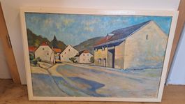 SCHÖNES Ölbild Soyhieres JURA LUTZ 1978