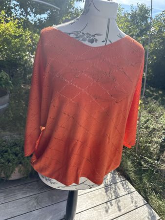 Damen Pullover orange Made in Italy Feinstrick locker