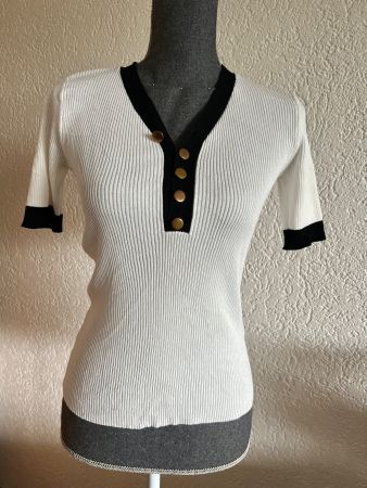 Frauen Strick Pullover Schwarz Weiss Gr S
