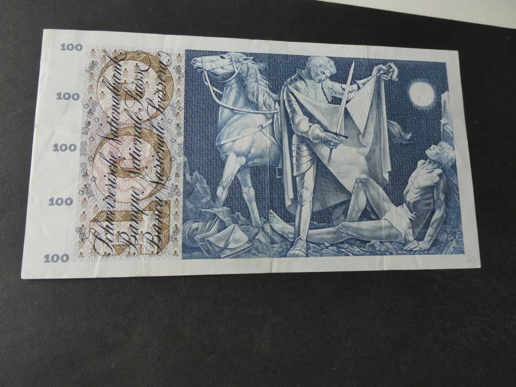 Banknoten: Schweiz 1956, 100 Franken – Gebraucht aus Hinterforst von Rohusri 1