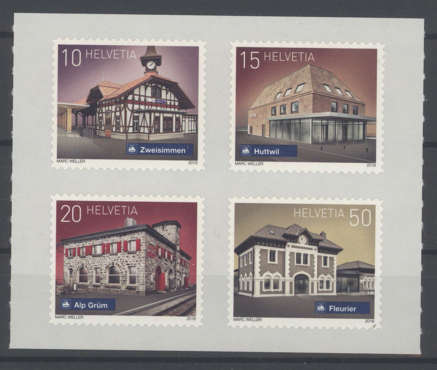 Alle Briefmarken: 2018, Dauermarken Schweizer Bahnhöfe ** – Gebraucht aus Willisau von Vollstempel