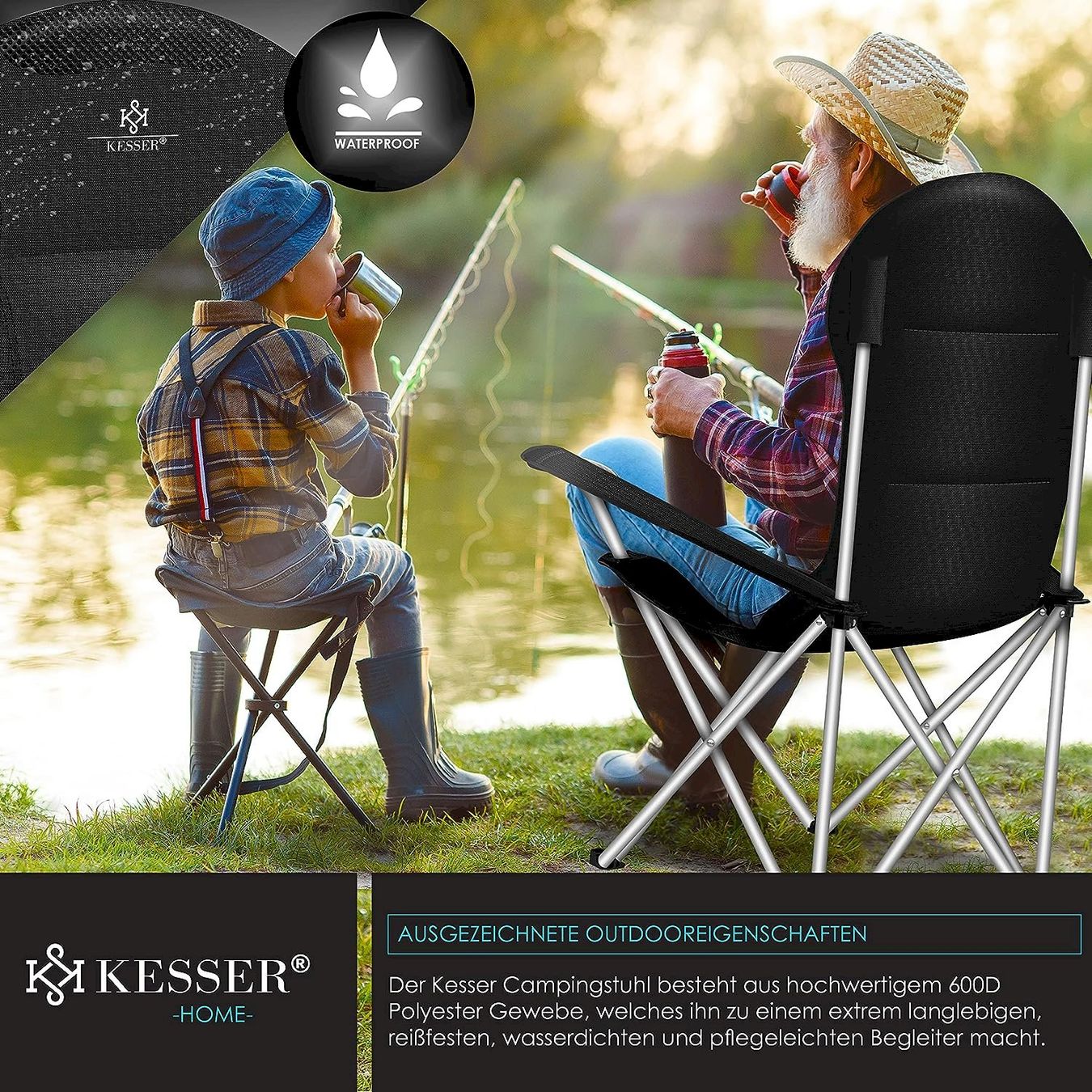 Mobili da campeggio: KESSER Campingstuhl Schwarz – Nuovo e nell'imballaggio originale da Bottighofen venduto da zaap 8