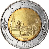 Münze 500 Lire 1987 Italien