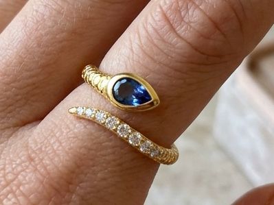 Ringe: Bague Serpent avec topaze bleue – Neu und originalverpackt aus St-Maurice von Sandrinette123
