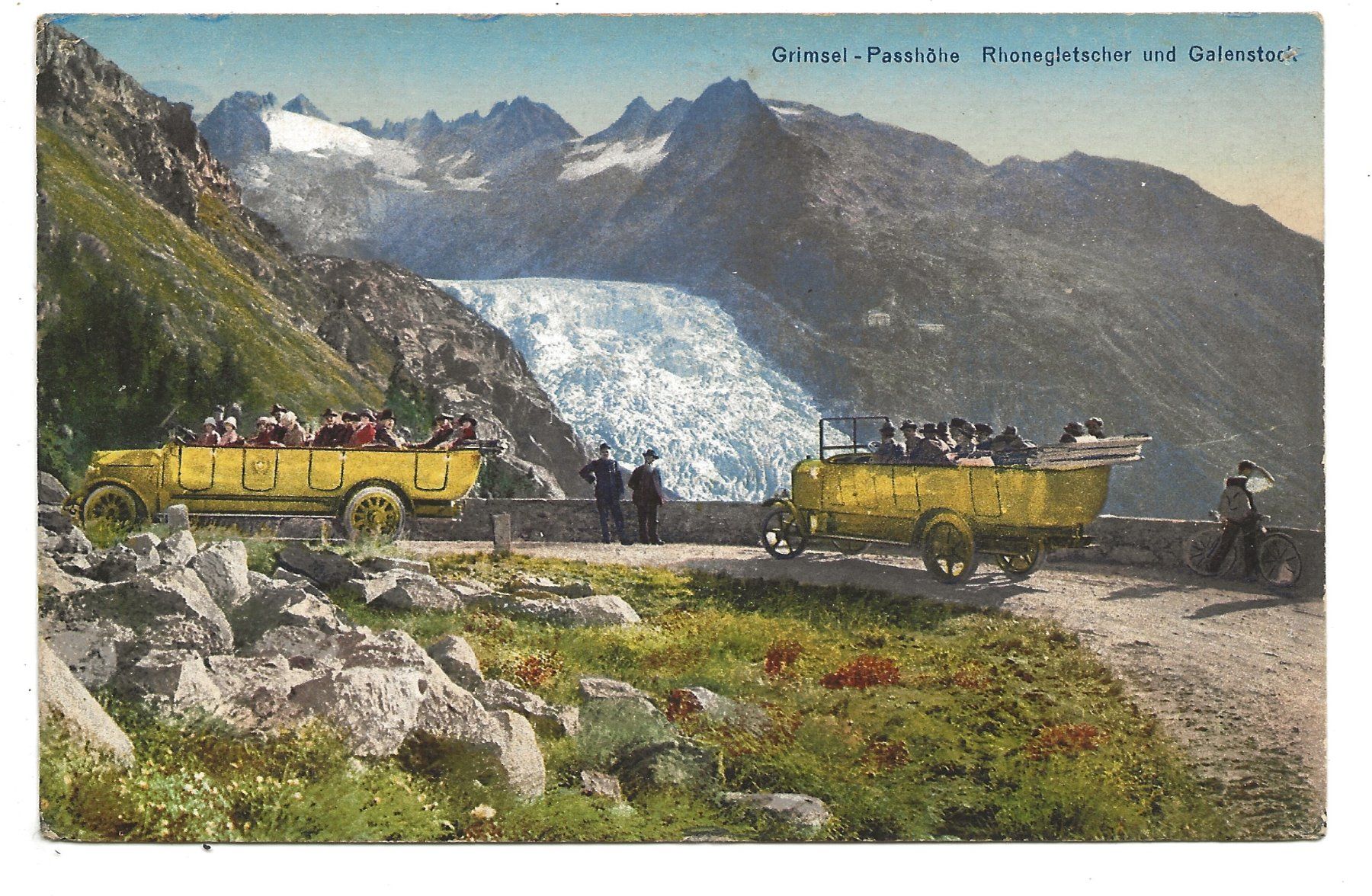 Cartoline postali: Grimsel-Passhöhe BE/VS Postauto  Rhonegletscher Gletsch 1922 – Usato da Engelburg venduto da Cartophil